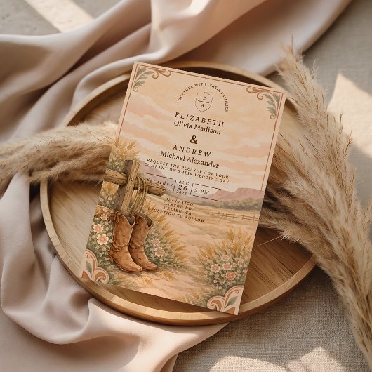 Cowboy Boots Desert Wedding 招待状