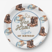 Cowboy Boots First Rodeo Birthday ペーパープレート (正面)