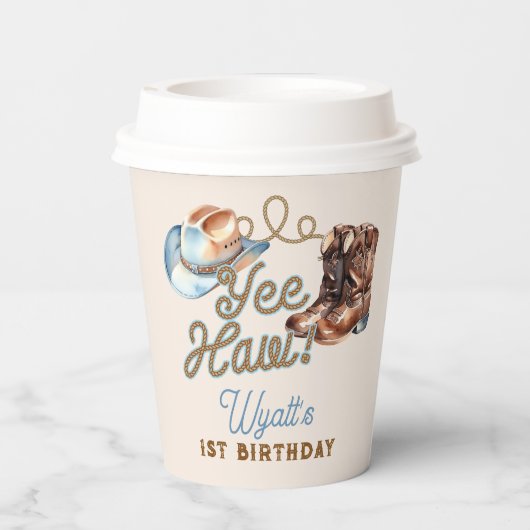 Cowboy Boots First Rodeo Birthday 紙コップ (裏面)