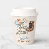 Cowboy Boots First Rodeo Birthday 紙コップ (正面)