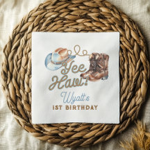 Cowboy Boots First Rodeo Birthday Party Napkins