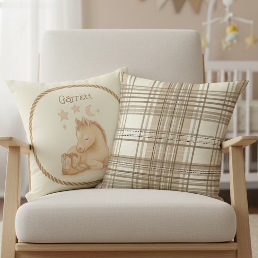 Cowboy Boots & Foal Nursery Pillow クッション
