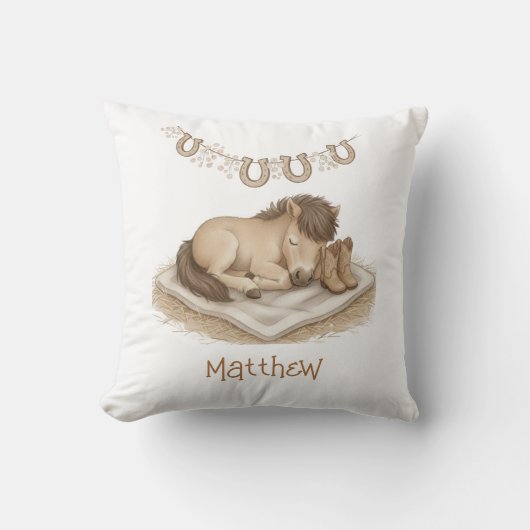Cowboy Boots & Foal Nursery Pillow クッション (正面)