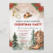 Cowboy Boots Merry Little Country Christmas Party 招待状 (正面/裏面)