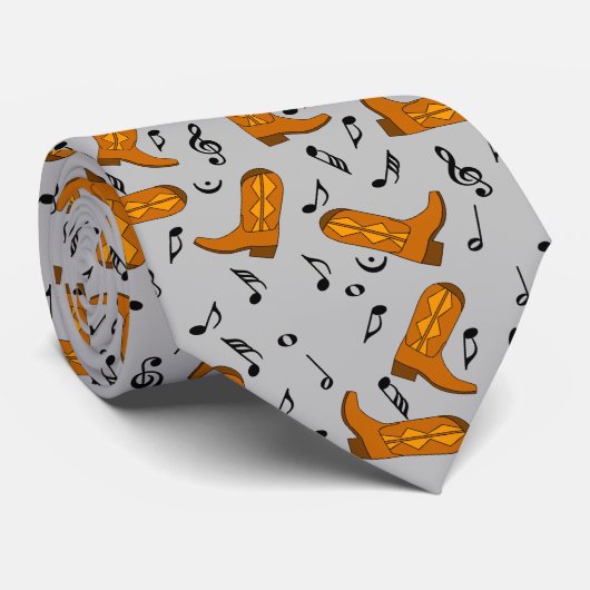 Cowboy Boots Music Notes ネクタイ (ロール)