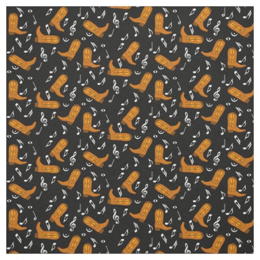 Cowboy Boots Music Notes ファブリック (見本)