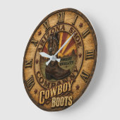 Cowboy Boots Rustic Western Ranch ラージ壁時計 (傾斜)