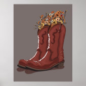Cowboy Boots With Wildflowers ポスター (正面)