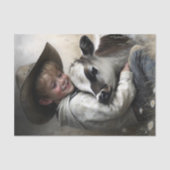 Cowboy Boy Hugging Calf Decoupage 薄葉紙 (正面)