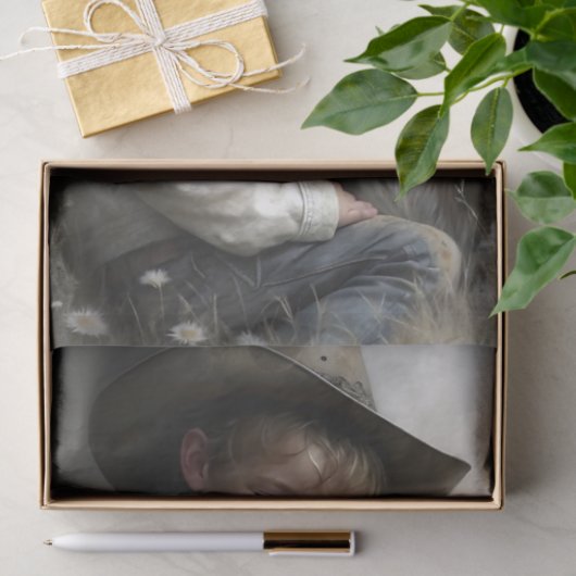 Cowboy Boy Hugging Calf Decoupage 薄葉紙 (ギフト)