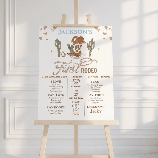 Cowboy Brown First Rodeo Birthday Milestone Poster フォトプリント