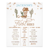 Cowboy Brown First Rodeo Birthday Milestone Poster フォトプリント (正面)