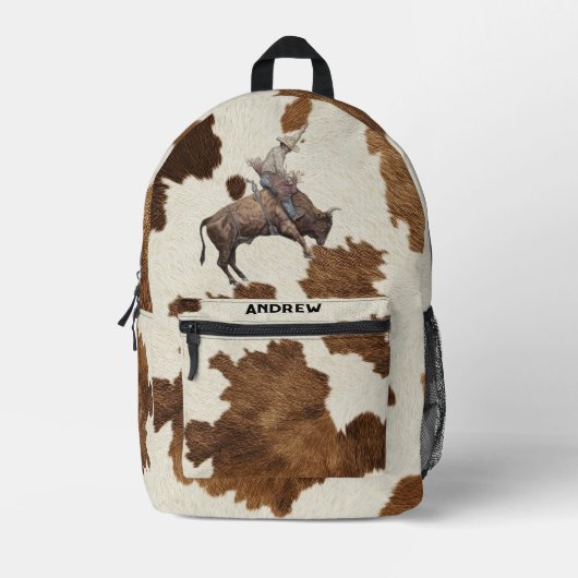 Cowboy Bull Rider Boys Backpack | Western Rodeo  プリントバックパック (正面)
