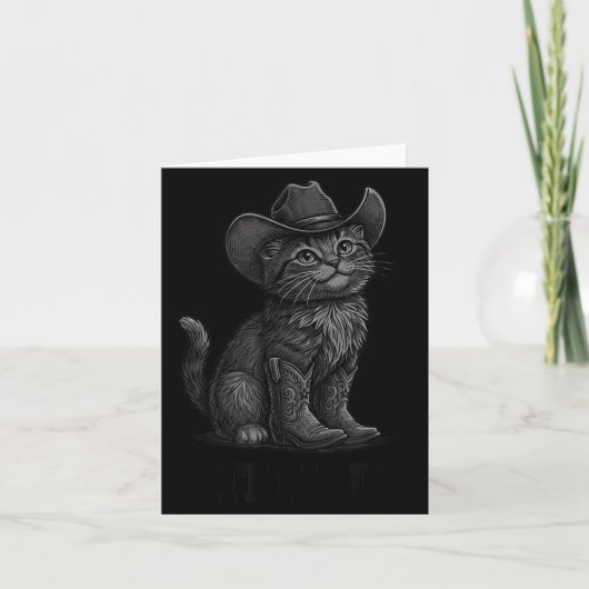 Cowboy Cat Kitty Up Vintage Western Cat  カード (正面)