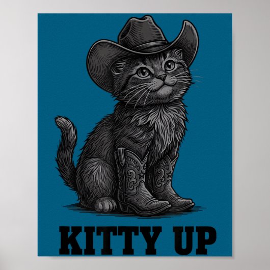 Cowboy Cat Kitty Up Vintage Western Cat  ポスター (正面)