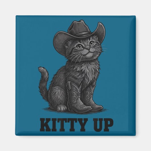 Cowboy Cat Kitty Up Vintage Western Cat  マグネット (正面)