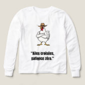 Cowboy Chicken Attitude – Funny Cartoon Tee (デザイン正面)