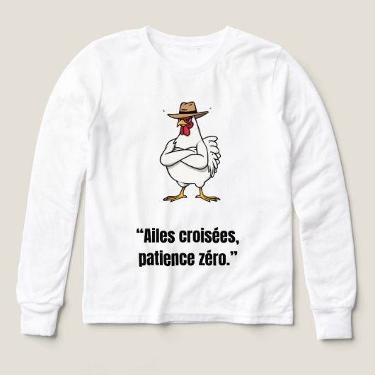 Cowboy Chicken Attitude – Funny Cartoon Tee (デザイン正面)