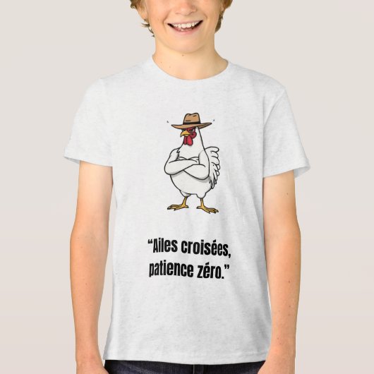 Cowboy Chicken Attitude – Funny Cartoon Tee トライブレンドTシャツ (正面)