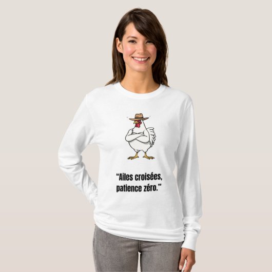 Cowboy Chicken Attitude – Funny Cartoon Tee Tシャツ (正面フル)