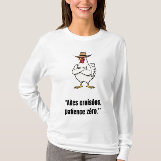 Cowboy Chicken Attitude – Funny Cartoon Tee Tシャツ (正面)