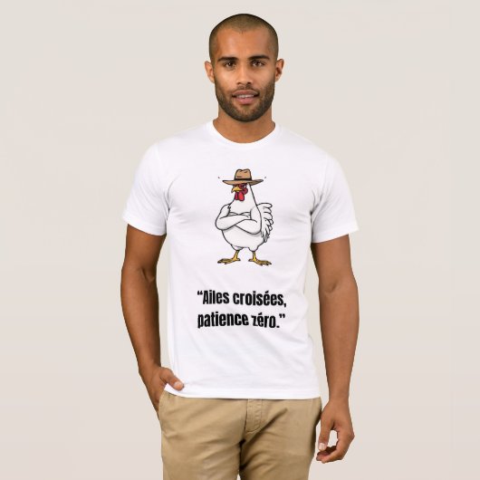 Cowboy Chicken Attitude – Funny Cartoon Tee Tシャツ (正面フル)