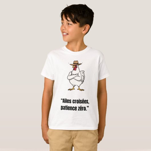 Cowboy Chicken Attitude – Funny Cartoon Tee Tシャツ (正面フル)