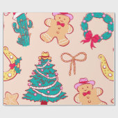 Cowboy Christmas Gingerbread ラッピングペーパー (フラット)