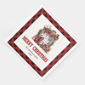 Cowboy Christmas napkins red black tartan design (コーナー)