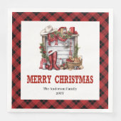 Cowboy Christmas napkins red black tartan design (正面)