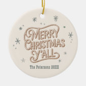 Cowboy Christmas Western Merry Christmas Y'all セラミックオーナメント (正面)