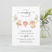 Cowboy Clothesline Wild West Boy Baby Shower 招待状 (スタンド正面)