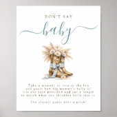 Cowboy Coquette Bow Baby Shower Don't Say Baby ポスター (正面)