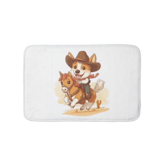 Cowboy Corgi � Western Rodeo Dog バスマット (正面)