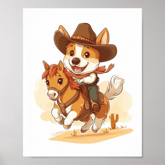 Cowboy Corgi � Western Rodeo Dog ポスター (正面)