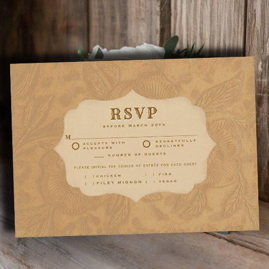 Cowboy Country Tooled Beige Meal Wedding RSVP