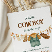 Cowboy Cow Print Western Clothesline Baby Shower 招待状