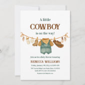 Cowboy Cow Print Western Clothesline Baby Shower 招待状 (正面)
