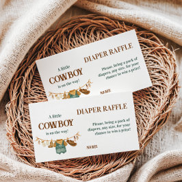 Cowboy Cow Western Clothesline Baby Shower Diaper エンクロージャーカード