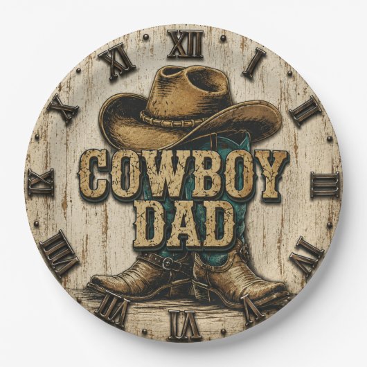 Cowboy Dad Western Rustic Ranch ペーパープレート (正面)