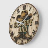 Cowboy Dad Western Rustic Ranch ラージ壁時計 (傾斜)