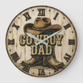 Cowboy Dad Western Rustic Ranch ラージ壁時計