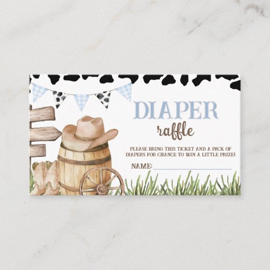 Cowboy Diaper Raffle Insert エンクロージャーカード (正面)