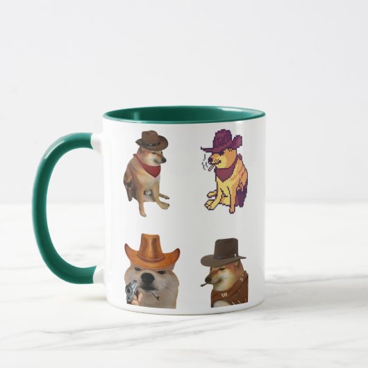 Cowboy Dog Meme Set Funny Doge With Gun Mug マグカップ (左)