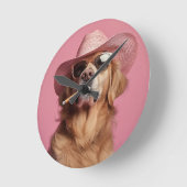 Cowboy Dog Wall Clock with Hat and Sunglasses - Hu ラウンド壁時計 (傾斜)