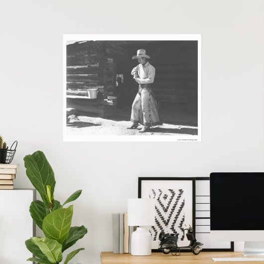 Cowboy eating from a Peter Pan peanutbutter can. ポスター (ホームオフィス)