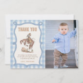 Cowboy First Rodeo Birthday Photo Thank You Card (正面)
