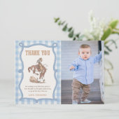 Cowboy First Rodeo Birthday Photo Thank You Card (スタンド正面)