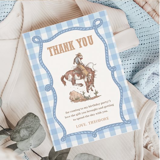 Cowboy First Rodeo Birthday Thank You Card