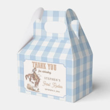 Cowboy First Rodeo Blue Gingham Favor Box